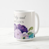 Mug Aquarelle bleu violet Floral 40 et fabuleux (Devant droit)