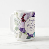 Mug Aquarelle bleu violet Mariage floral Favoriser (Devant gauche)