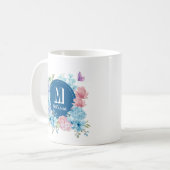 Mug Aquarelle bleu violet moderne brillant Floral (Devant gauche)