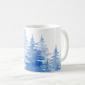 Mug Aquarelle bleue Arbres À feuillage persistant (Devant droit)