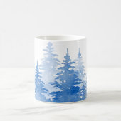 Mug Aquarelle bleue Arbres À feuillage persistant (Centre)