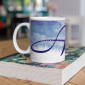 Mug Aquarelle bleue avec nom et initiale (Monogramme)