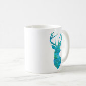 Mug Aquarelle bleue Cerf Silhouette (Devant droit)