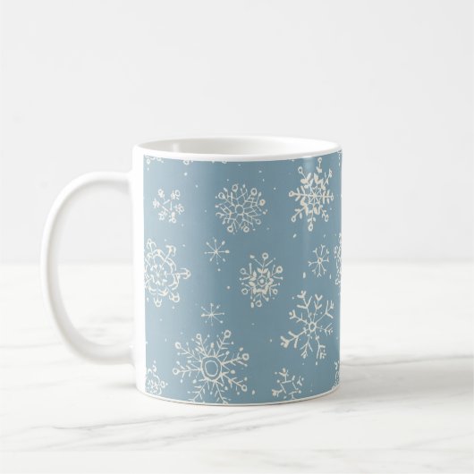 Mug Aquarelle bleue de l'hiver du flocon de neige russ (Gauche)