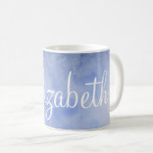 Mug Aquarelle bleue et blanche personnalisée (Devant droit)