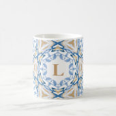 Mug Aquarelle bleue et Musique de monogramme or (Centre)