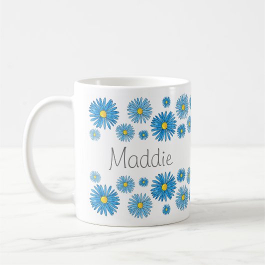 Mug Aquarelle bleue et stylo Asters Garland (Gauche)
