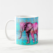 Mug Aquarelle bleue moderne d'éléphant rose à la mode (Gauche)
