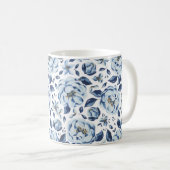 Mug Aquarelle bleue motif floral (Devant droit)