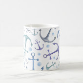 Mug Aquarelle bleue. Motif marin nautique (Centre)