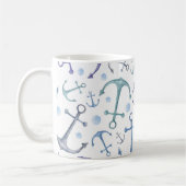 Mug Aquarelle bleue. Motif marin nautique (Gauche)