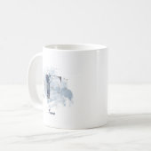 Mug Aquarelle bleue Nom personnalisé Lettre initiale F (Devant gauche)