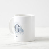 Mug Aquarelle bleue Nom personnalisé Lettre initiale G (Devant gauche)