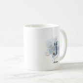 Mug Aquarelle bleue Nom personnalisé Lettre initiale J (Devant droit)