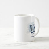 Mug Aquarelle bleue Nom personnalisé Lettre initiale Q (Devant droit)