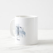 Mug Aquarelle bleue Nom personnalisé Lettre initiale T (Devant gauche)