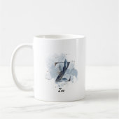 Mug Aquarelle bleue Nom personnalisé Lettre initiale Z (Gauche)