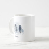 Mug Aquarelle bleue Nom personnalisé Lettre M initiale (Devant gauche)