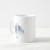 Mug Aquarelle bleue Nom personnalisé Lettre P initiale (Devant gauche)