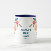 Mug Aquarelle bleue Pêche Rose maman (Centre)