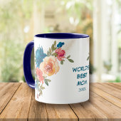 Mug Aquarelle bleue Pêche Rose maman
