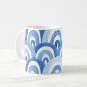 Mug Aquarelle bleue : Vagues de mer Abstraites (Devant gauche)