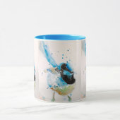 Mug Aquarelle bleue Wren Peinture des oiseaux australi (Centre)