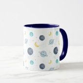 Mug Aquarelle Blue Space Planet Motif (Devant droit)