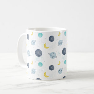 Mug Aquarelle Blue Space Planet Motif