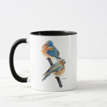 Aquarelle Bluebird Couple Art