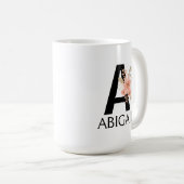 Mug Aquarelle Blush Pastel Rose Monogramme avec nom (Devant droit)