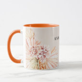 Mug Aquarelle bohème moderne pastel floral orange (Gauche)