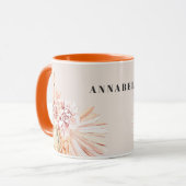 Mug Aquarelle bohème moderne pastel floral orange (Devant gauche)