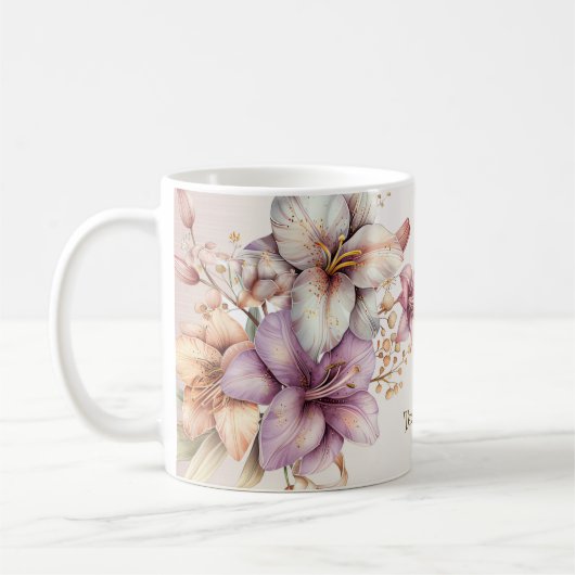 Mug Aquarelle Boho Rose Fleurs Élégante Et Élégante (Gauche)