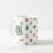 Mug Aquarelle Bois Monogramme moderne (Devant gauche)