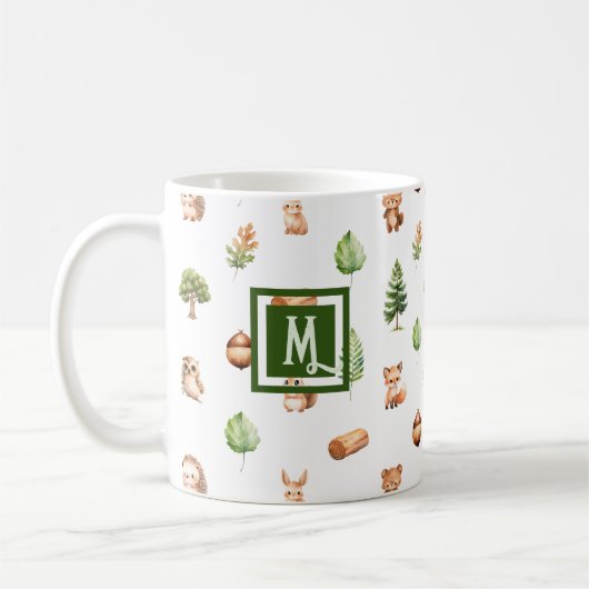 Mug Aquarelle Bois Monogramme moderne (Gauche)
