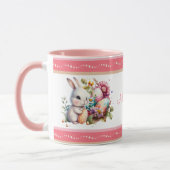 Mug Aquarelle Bordure striée du lapin de Pâques (Gauche)