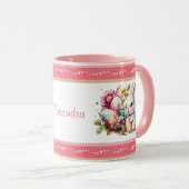 Mug Aquarelle Bordure striée du lapin de Pâques (Devant droit)
