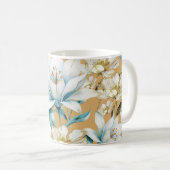 Mug Aquarelle botanique bleu blanc lily floral (Devant droit)