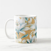 Mug Aquarelle botanique bleu blanc lily floral (Gauche)
