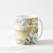 Mug Aquarelle botanique bleu blanc lily floral (Devant droit)