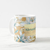 Mug Aquarelle botanique bleu blanc lily floral (Devant gauche)