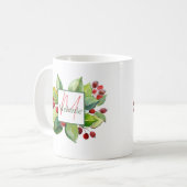 Mug Aquarelle botanique moderne Monogrammes Vacances (Devant gauche)