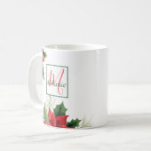 Mug Aquarelle botanique moderne Monogrammes Vacances (Devant gauche)