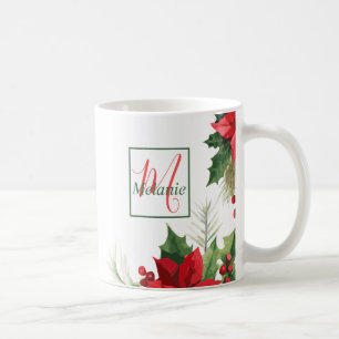 Mug Aquarelle botanique moderne Monogrammes Vacances