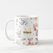 Mug aquarelle botanique moderne Vacances Monogrammes (Gauche)