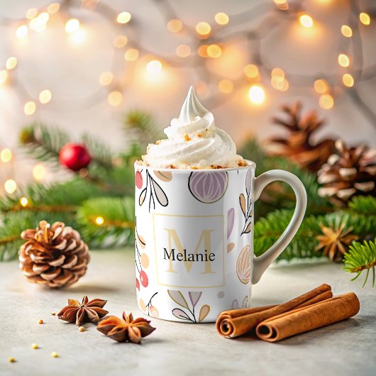 Mug aquarelle botanique moderne Vacances Monogrammes