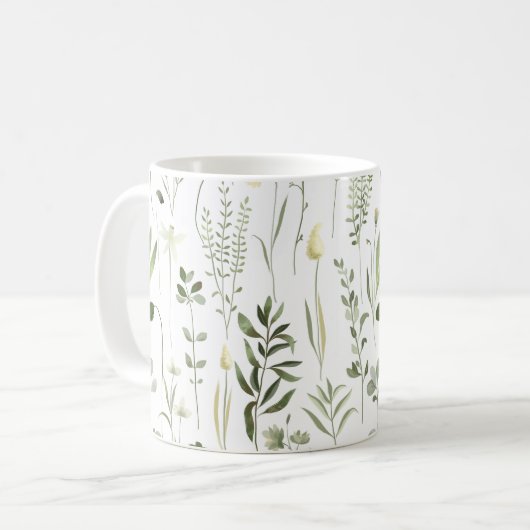 Mug Aquarelle Botanique Motif de verdure (Devant gauche)
