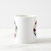 Mug Aquarelle Bourgogne et bleu Floral Wreath automne (Centre)