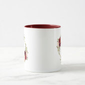 Mug Aquarelle Bourgogne Floral Gold Circle Monogramme  (Centre)